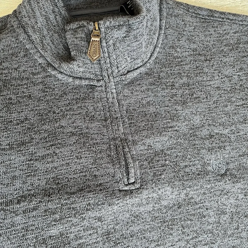 Chaps Black And Gray 1/4 Zip Knit Pullover Sweater Men's 2XL‎ Pre-Owned